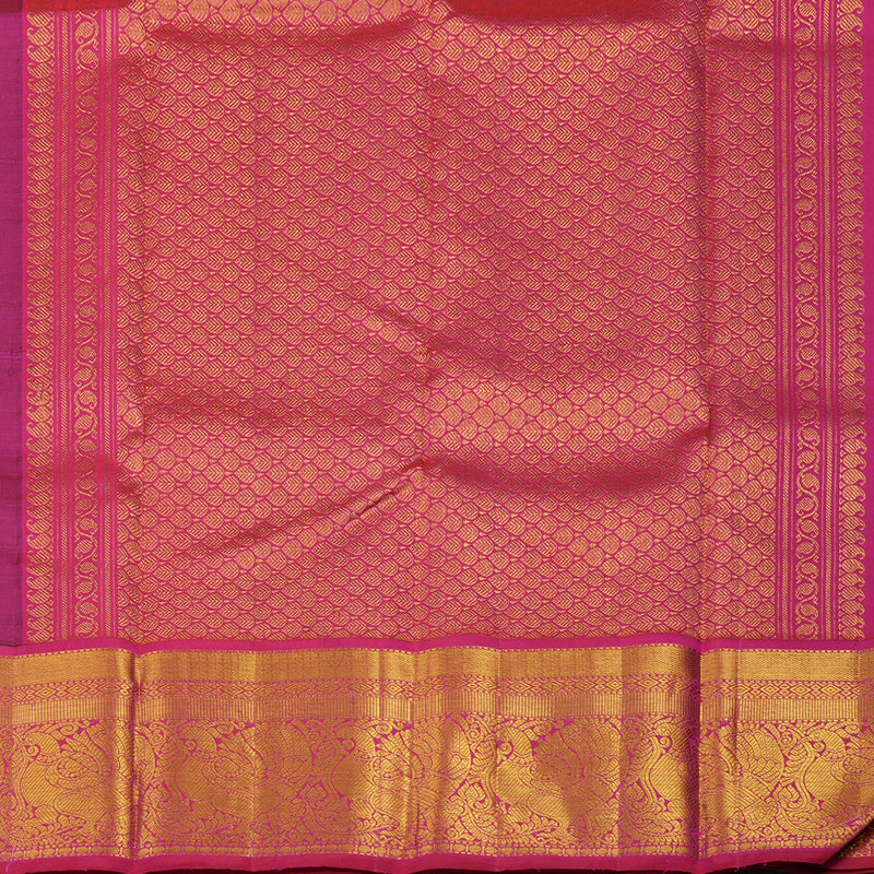 Hayagrivas Handloom Deep Purplish Blue Kanjivaram Silk Saree with Rani Pink border KBE1808L2-1