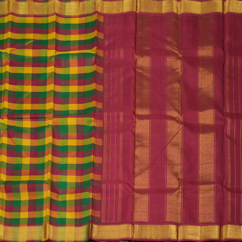 Hayagrivas Handloom Paalum Pazhamum Checks Kanjivaram Silk Saree KBE1808L6-1