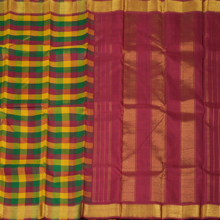 Hayagrivas Handloom Paalum Pazhamum Checks Kanjivaram Silk Saree KBE1808L6-1