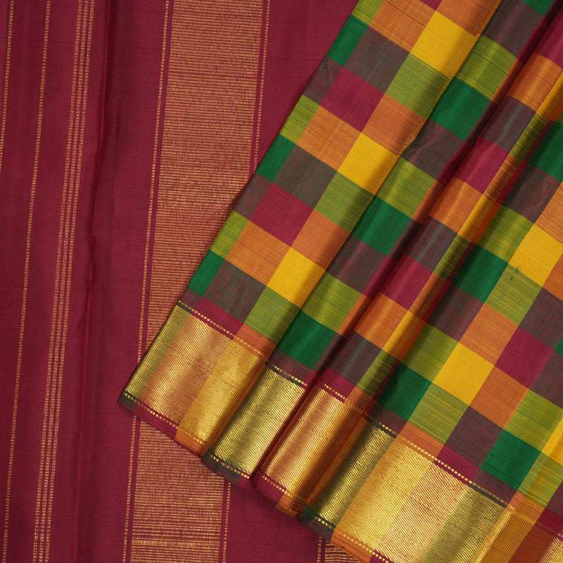 Hayagrivas Handloom Paalum Pazhamum Checks Kanjivaram Silk Saree KBE1808L6-1