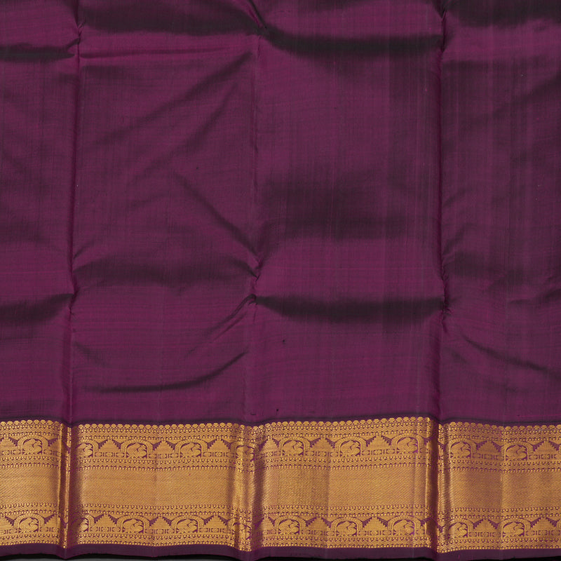 Hayagrivas Handloom Royal Beige Kanjivaram Silk Saree with Wine Purple Border KBE1809L3-2