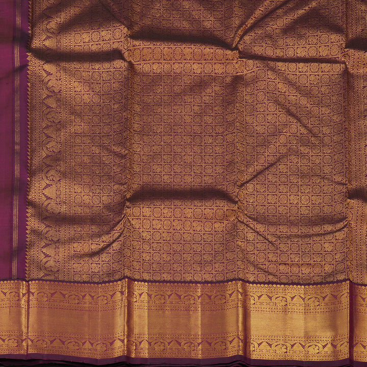 Hayagrivas Handloom Royal Beige Kanjivaram Silk Saree with Wine Purple Border KBE1809L3-2