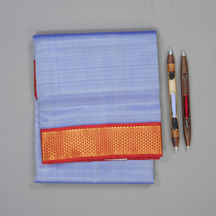 Hayagrivas Lavender-Blue Handloom Ten Yards Silk Saree KBE1813L1-7