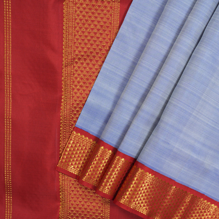 Hayagrivas Lavender-Blue Handloom Ten Yards Silk Saree KBE1813L1-7