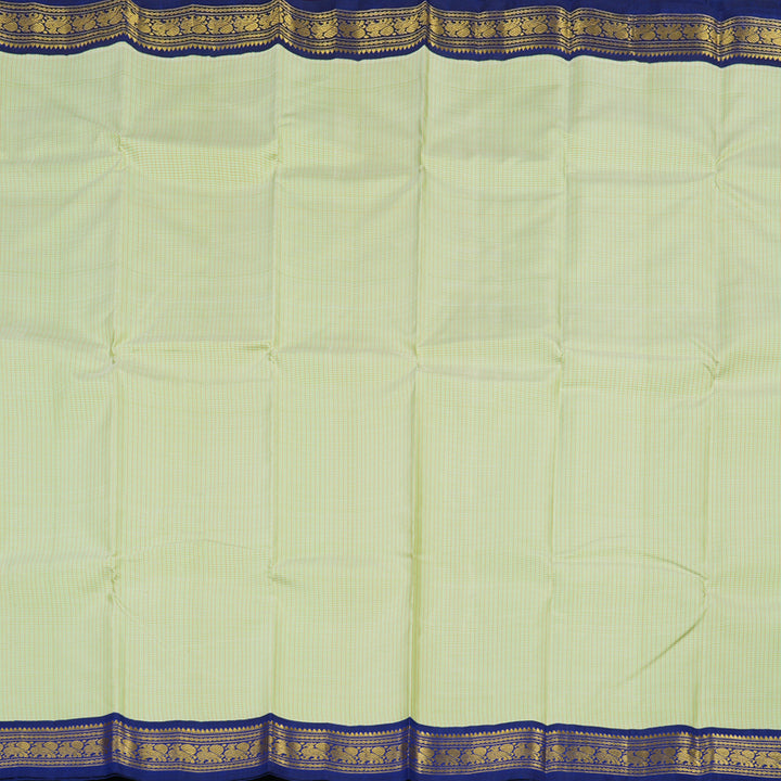 Hayagrivas Handloom Pista Green Kanjivaram Silk Saree with Peacock Blue Border KBE1813L11-1