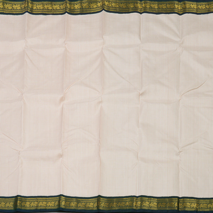 Hayagrivas Handloom Cream Kanjivaram Silk Saree with Deep Peacock Blue KBE1813L11-2