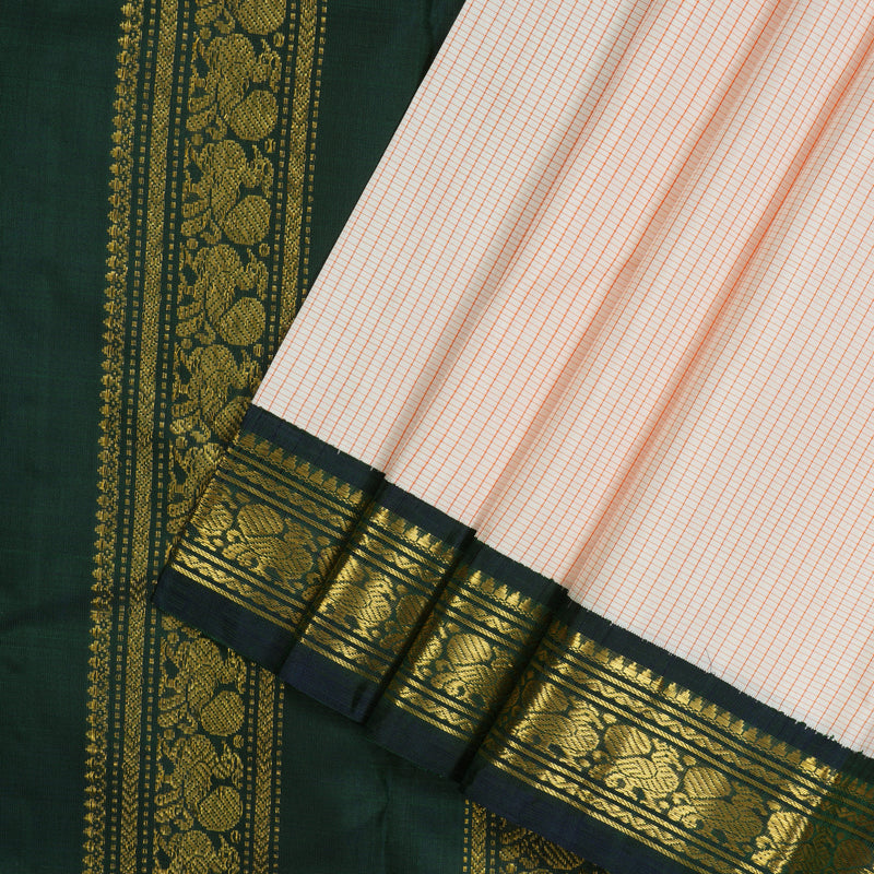 Hayagrivas Handloom Cream Kanjivaram Silk Saree with Deep Peacock Blue KBE1813L11-2