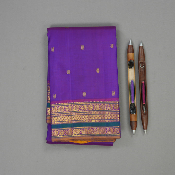 Hayagrivas Handloom Purple Kanjivaram Silk Saree with Varisapet KBE1813L17-2