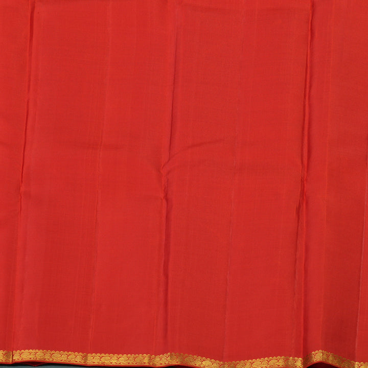 Hayagrivas Handloom Orangish-Red Kanjivaram Silk Saree KBE1813L19-1