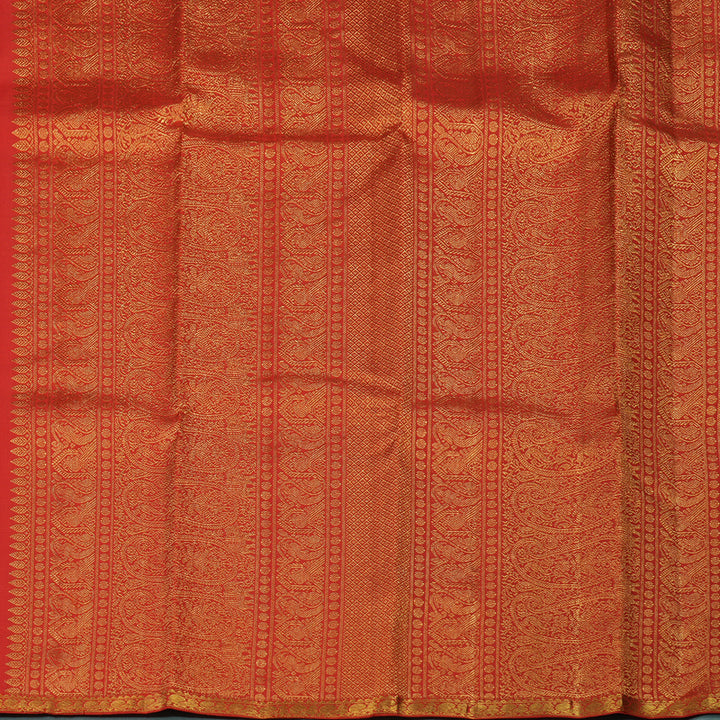 Hayagrivas Handloom Orangish-Red Kanjivaram Silk Saree KBE1813L19-1