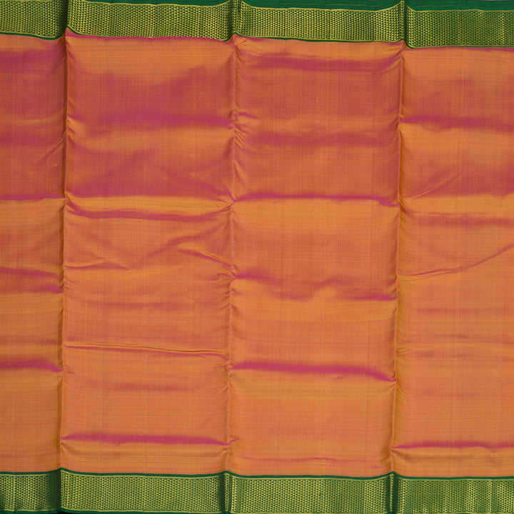 Hayagrivas Sunset Orange Pure Ten Yards Silk Madisar with Dark Green border KBE1813L2-2