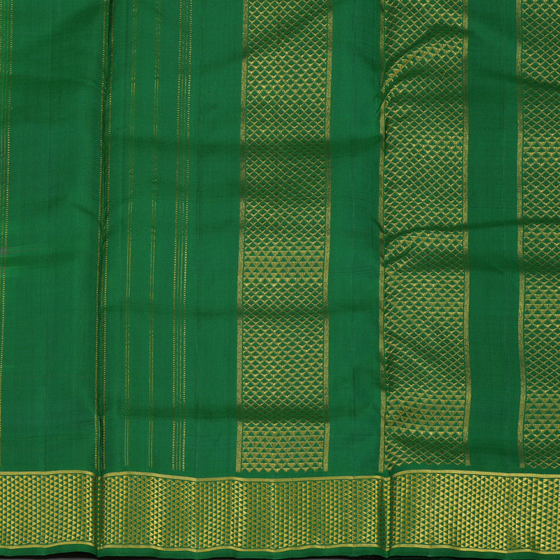 Hayagrivas Sunset Orange Pure Ten Yards Silk Madisar with Dark Green border KBE1813L2-2