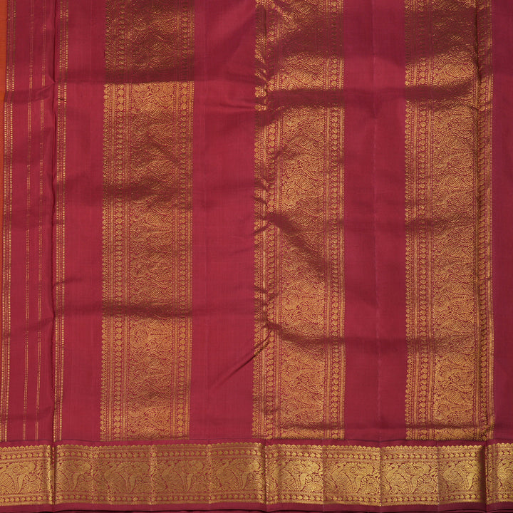 Hayagrivas Handloom Mango Orange Ten Yards Silk Madisar KBE1813L2-6