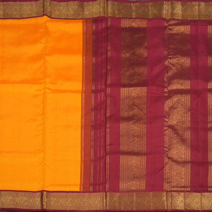 Hayagrivas Handloom Mango Orange Ten Yards Silk Madisar KBE1813L2-6