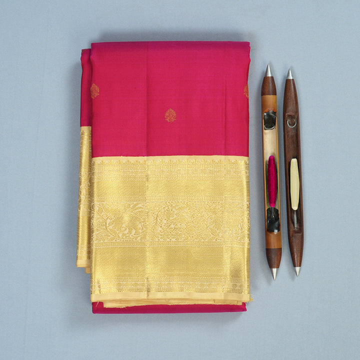 Hayagrivas Handloom Pink Kanjivaram Silk Saree with Sandal Border KBE1813L7-1