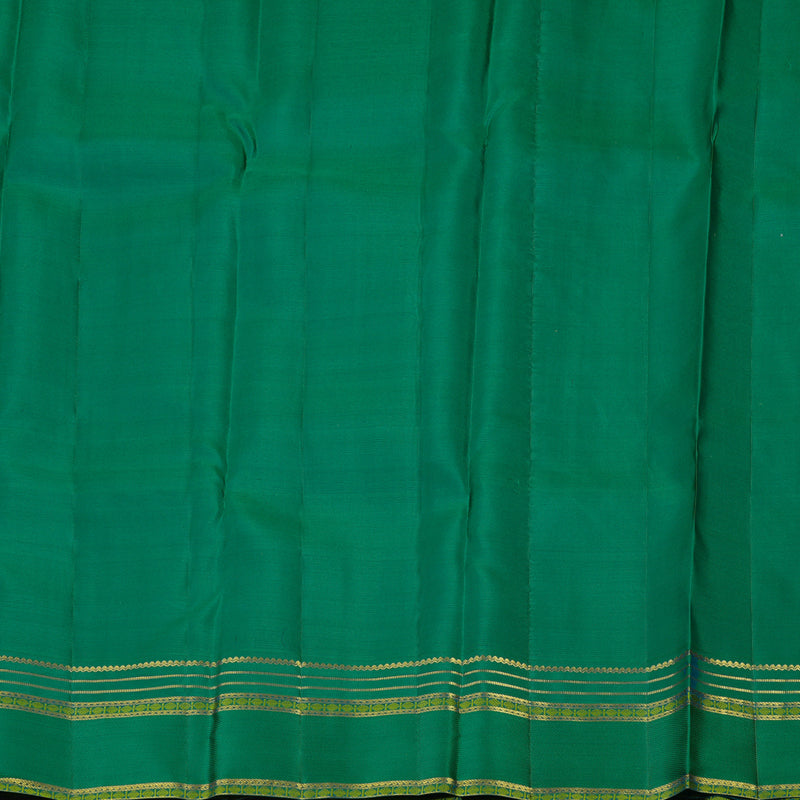 Hayagrivas Handloom Beige Kanjivaram Silk Saree Peacock Green border KBE1816L2-1