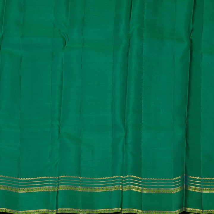 Hayagrivas Handloom Beige Kanjivaram Silk Saree Peacock Green border KBE1816L2-1