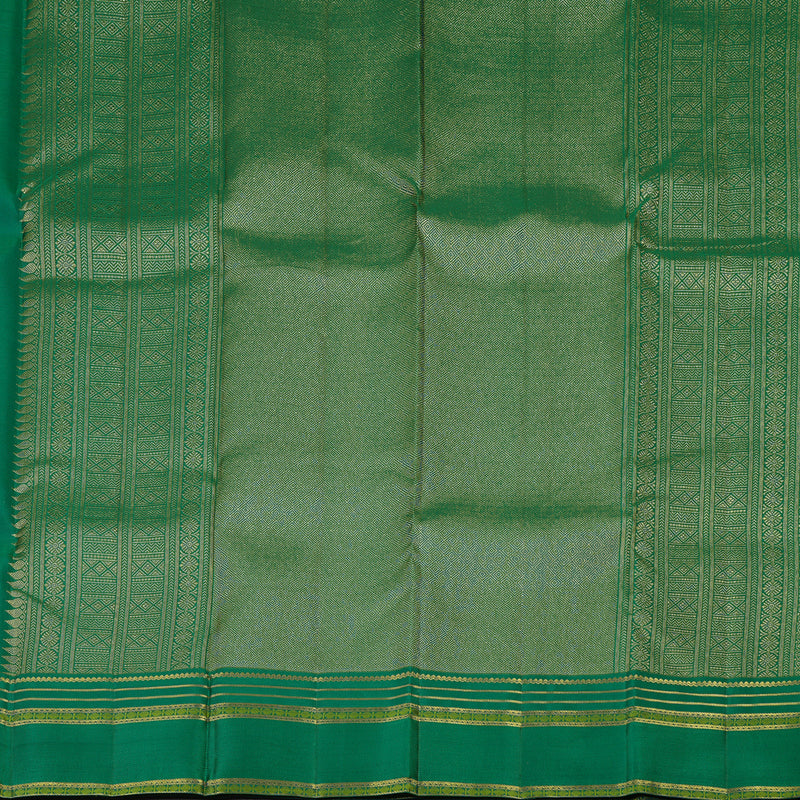 Hayagrivas Handloom Beige Kanjivaram Silk Saree Peacock Green border KBE1816L2-1