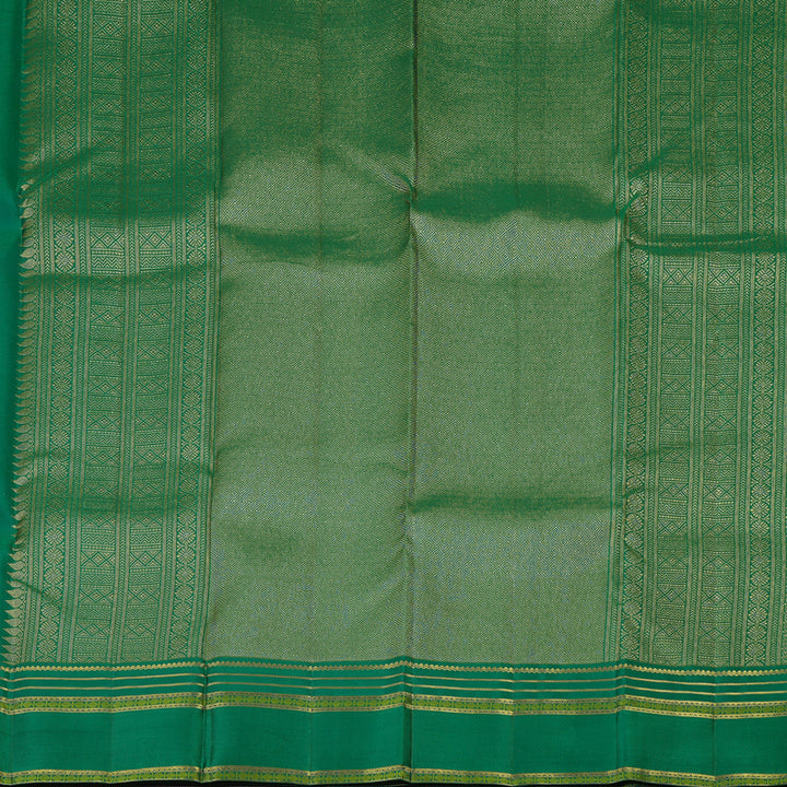 Hayagrivas Handloom Beige Kanjivaram Silk Saree Peacock Green border KBE1816L2-1
