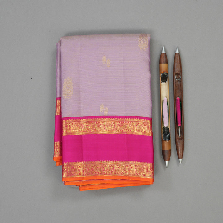 Hayagrivas Handloom Lilac Kanjivaram Silk Saree with Rani Pink border KBE1816L16-7