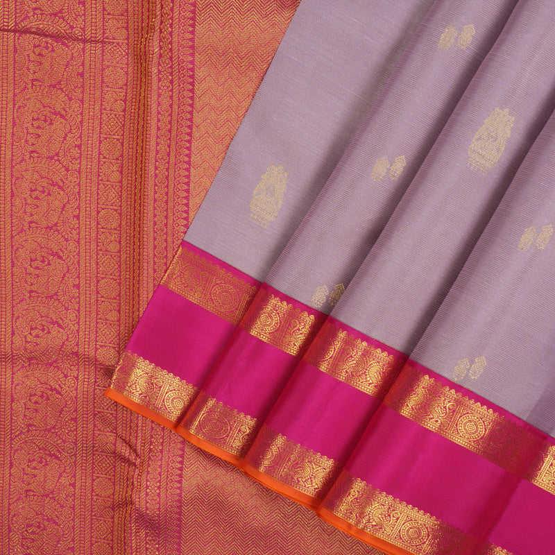 Hayagrivas Handloom Lilac Kanjivaram Silk Saree with Rani Pink border KBE1816L16-7