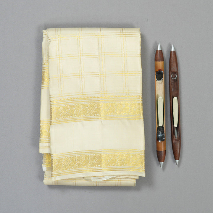 Hayagrivas Handloom Off-White Kanjivaram Silk Saree KBE1816L29-1