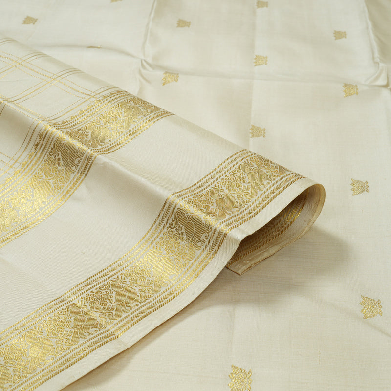 Hayagrivas Handloom Off-White Kanjivaram Silk Saree KBE1816L29-1
