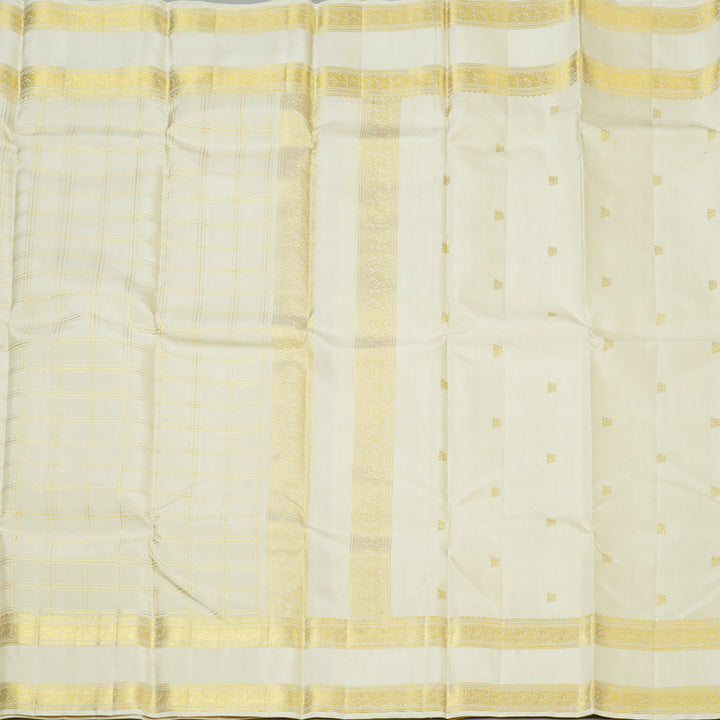 Hayagrivas Handloom Off-White Kanjivaram Silk Saree KBE1816L29-1