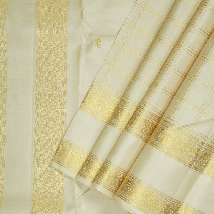 Hayagrivas Handloom Off-White Kanjivaram Silk Saree KBE1816L29-1