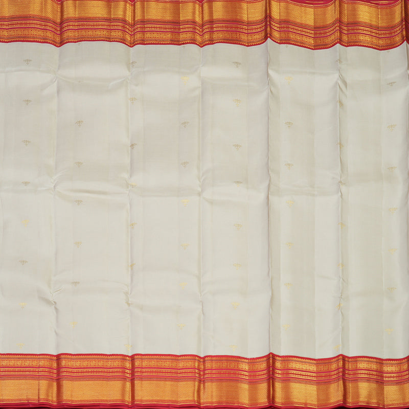 Hayagrivas Handloom Beige Kanjivaram Silk Saree with Red Border KBE1816L3-1