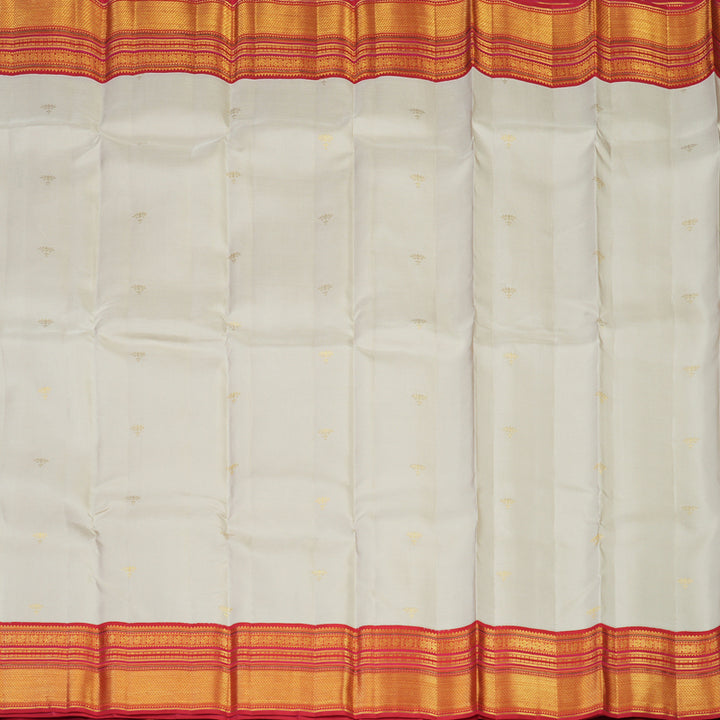 Hayagrivas Handloom Beige Kanjivaram Silk Saree with Red Border KBE1816L3-1