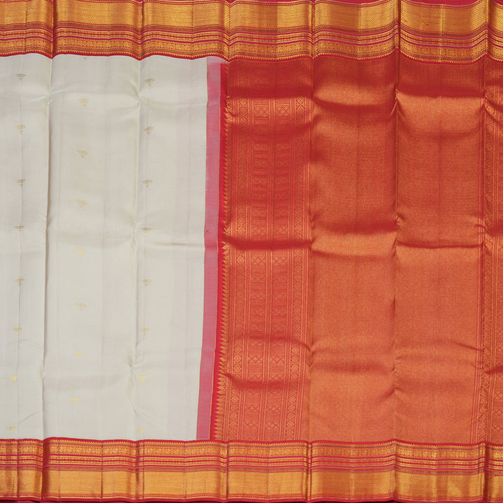 Hayagrivas Handloom Beige Kanjivaram Silk Saree with Red Border KBE1816L3-1