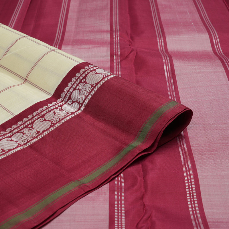 Hayagrivas Handloom Ivory Kanjivaram Silk Saree with Ganga Jamuna Border KBE1818L2-2