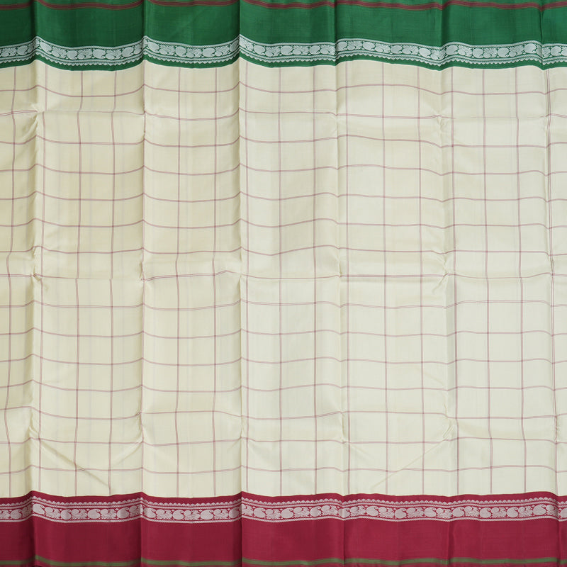 Hayagrivas Handloom Ivory Kanjivaram Silk Saree with Ganga Jamuna Border KBE1818L2-2
