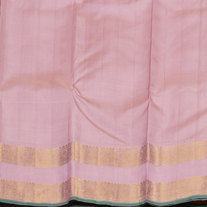 Hayagrivas Handloom Light Pista Green Kanjivaram Silk Saree with Baby Pink Border KBE1819L2-1