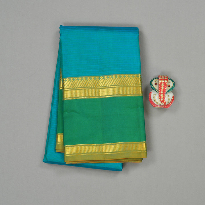 Hayagrivas Sea Blue Handloom Kanjivaram Silk Saree with Sea Green Border KBE181D1-2