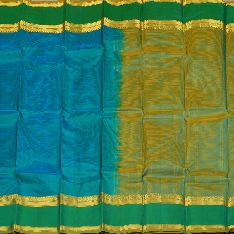 Hayagrivas Sea Blue Handloom Kanjivaram Silk Saree with Sea Green Border KBE181D1-2