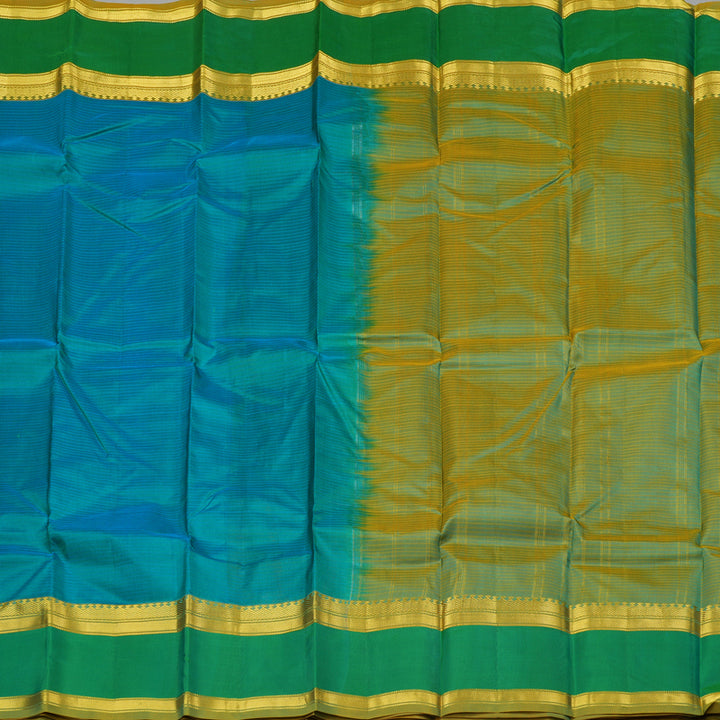 Hayagrivas Sea Blue Handloom Kanjivaram Silk Saree with Sea Green Border KBE181D1-2