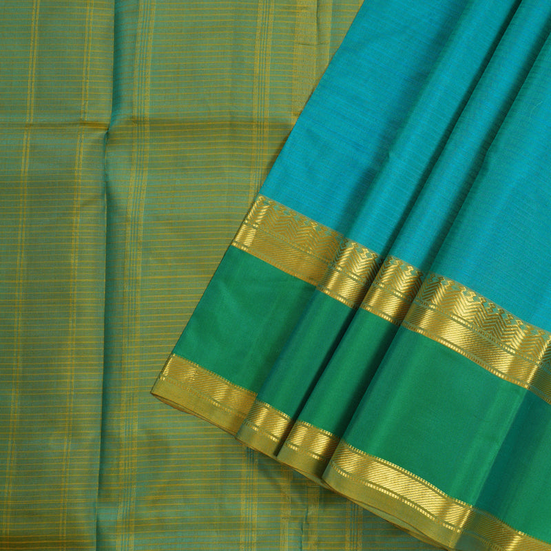 Hayagrivas Sea Blue Handloom Kanjivaram Silk Saree with Sea Green Border KBE181D1-2