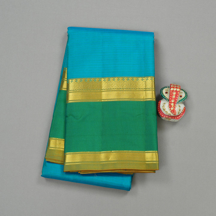 Hayagrivas Sea Blue Handloom Kanjivaram Silk Saree with Sea Green Border KBE181D1-4