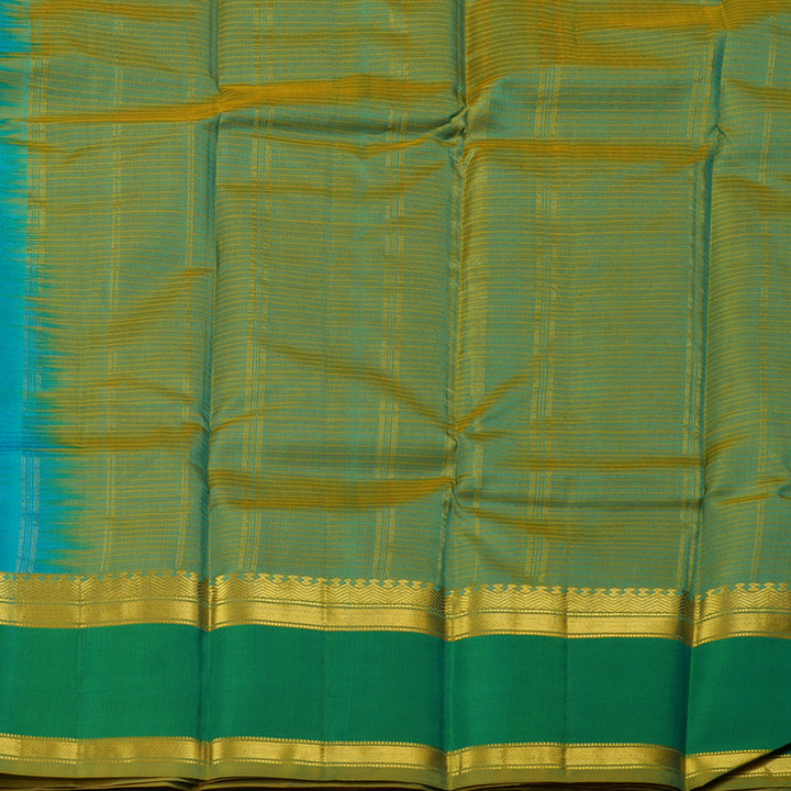 Hayagrivas Sea Blue Handloom Kanjivaram Silk Saree with Sea Green Border KBE181D1-4