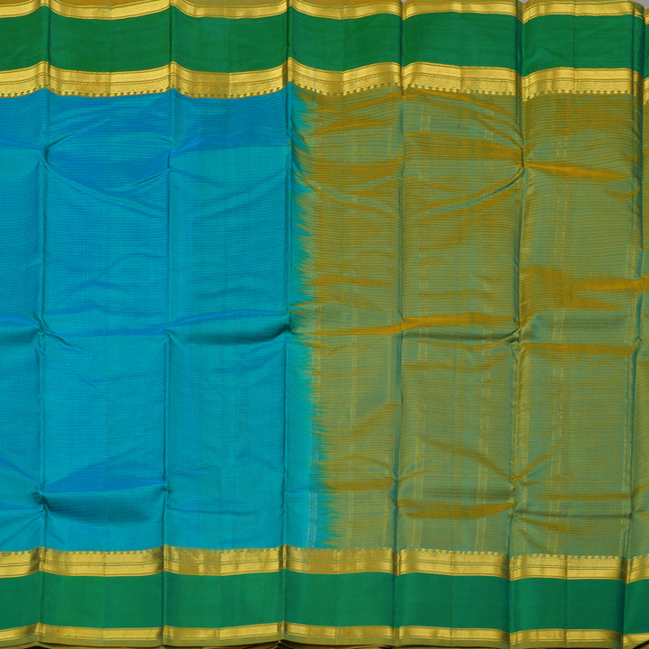Hayagrivas Sea Blue Handloom Kanjivaram Silk Saree with Sea Green Border KBE181D1-4