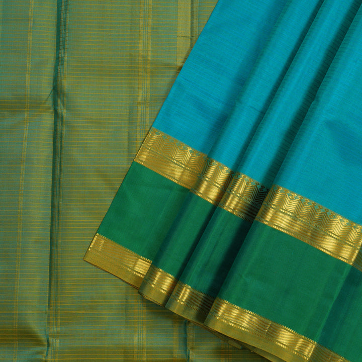 Hayagrivas Sea Blue Handloom Kanjivaram Silk Saree with Sea Green Border KBE181D1-4