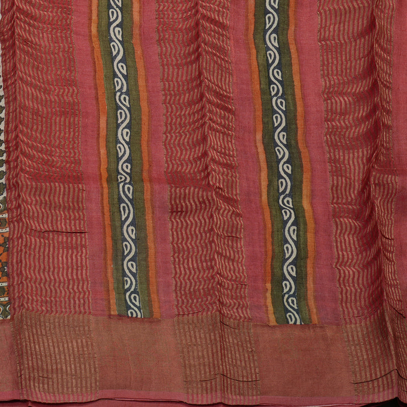 Hayagrivas Dry Mehandi Green Pure Tussar Silk Saree KBE1820L1-1