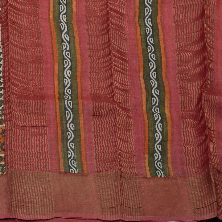 Hayagrivas Dry Mehandi Green Pure Tussar Silk Saree KBE1820L1-1