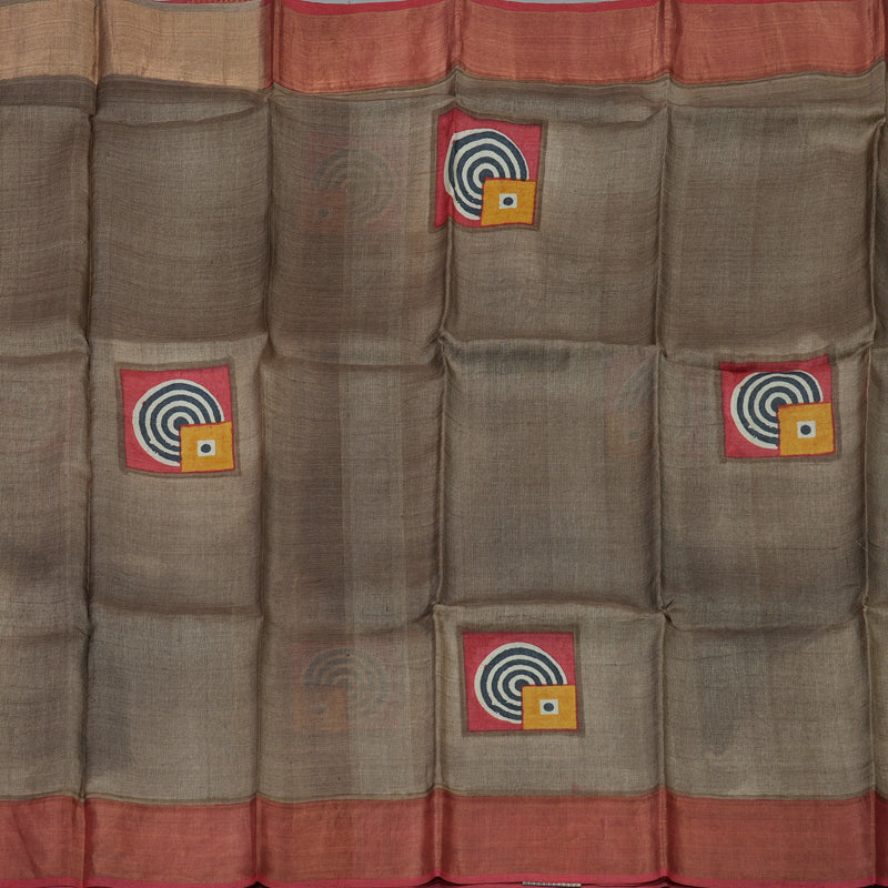 Hayagrivas Light Brown Pure Tussar Silk Saree KBE1820L1-11