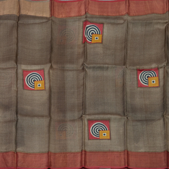 Hayagrivas Light Brown Pure Tussar Silk Saree KBE1820L1-11