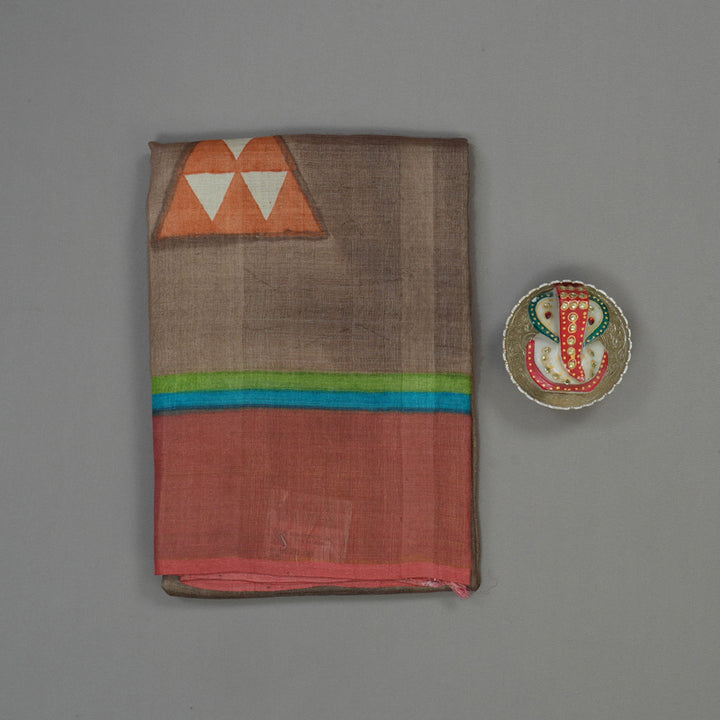 Hayagrivas Light Brown Pure Tussar Silk Saree KBE1820L1-14