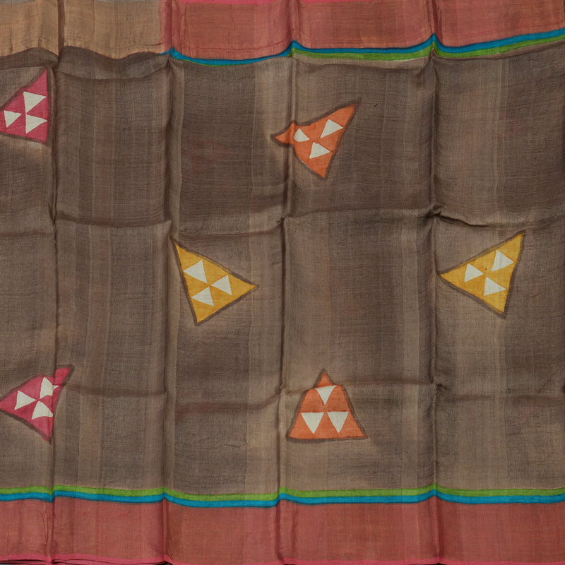 Hayagrivas Light Brown Pure Tussar Silk Saree KBE1820L1-14