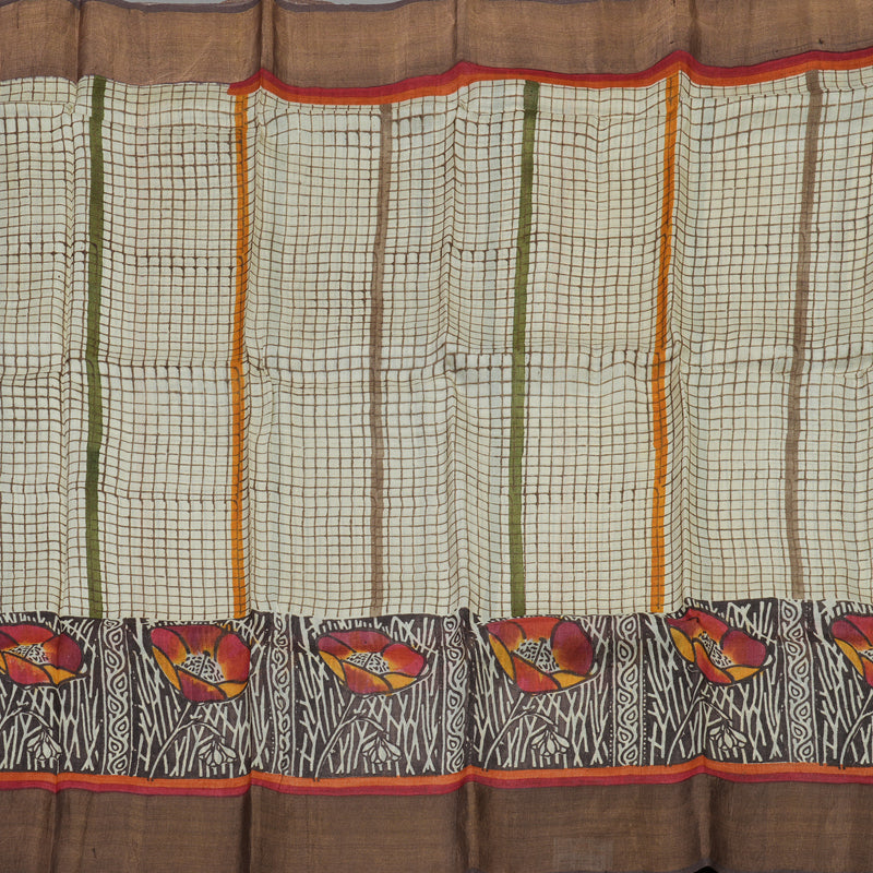 Hayagrivas Half White Pure Tussar Silk Saree KBE1820L1-15